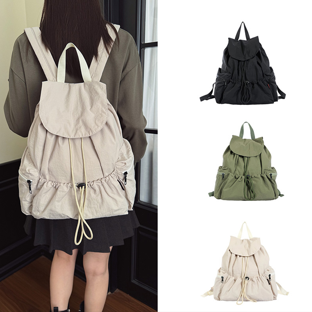Canvas Backpack Casual - Mochila com cordão, feita de nylon,