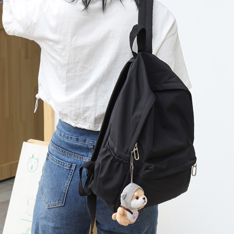 Canvas Backpack Casual - Mochila feminina de cor lisa, para